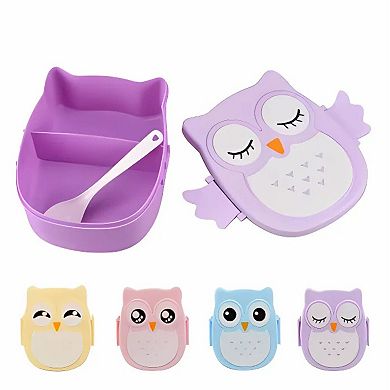 Owl Shaped Lunch Box With Compartments Purple