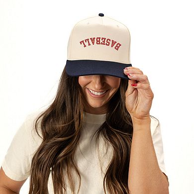 Embroidered Baseball Upside Down Arch - Women's Canvas Trucker Hat