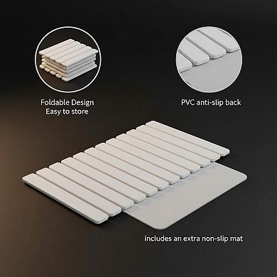 Foldable Diatomaceous Earth Bath Mat Quick Dry Non Slip Large