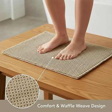 Waffle Bath Mat Boho Non Slip Washable Super Absorbent Quick Dry Farmhouse Decor