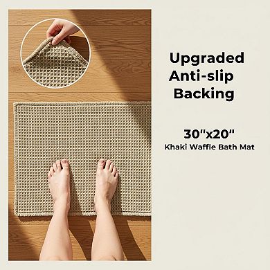 Waffle Bath Mat Boho Non Slip Washable Super Absorbent Quick Dry Farmhouse Decor