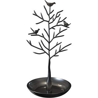 Black Bird Jewelry Tree Stand, Modern Cute Necklace Earring Holder for Women