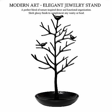 Black Bird Jewelry Tree Stand, Modern Cute Necklace Earring Holder for Women