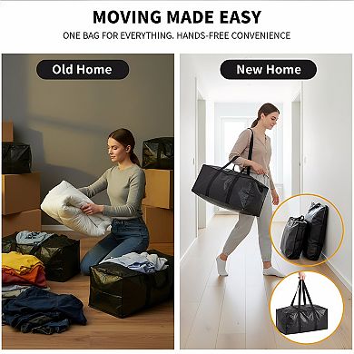 Heavy Duty Moving Bags 8 Pack with Backpack Straps and Strong Zippers