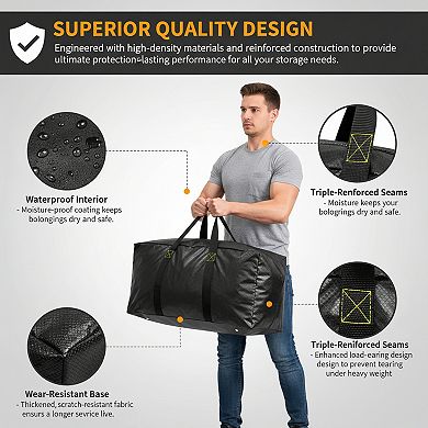 Heavy Duty Moving Bags 8 Pack with Backpack Straps and Strong Zippers
