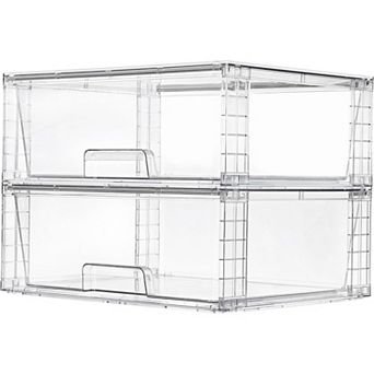 Stackable Storage Drawers 2 Pack Clear Acrylic for Cabinet