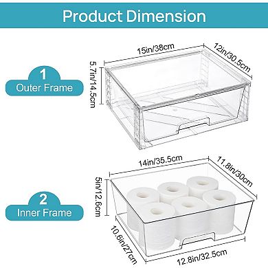 Stackable Storage Drawers 2 Pack Clear Acrylic for Cabinet
