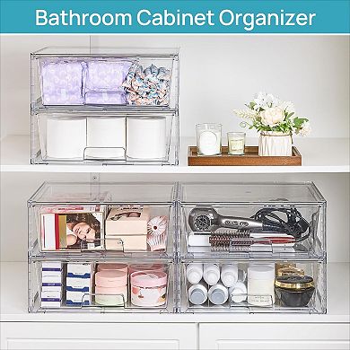 Stackable Storage Drawers 2 Pack Clear Acrylic for Cabinet