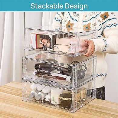 Stackable Storage Drawers 2 Pack Clear Acrylic for Cabinet