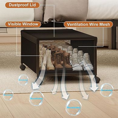 Under Bed Storage with Wheels and Lid Tall Height Design