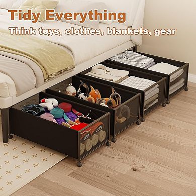 Under Bed Storage with Wheels and Lid Tall Height Design