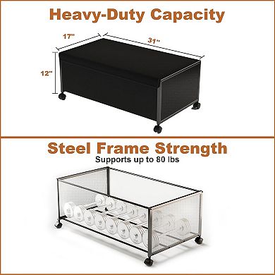 Under Bed Storage with Wheels and Lid Tall Height Design