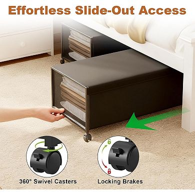 Under Bed Storage with Wheels and Lid Tall Height Design