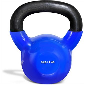 Vinyl Coated Cast Iron Kettlebell 20LB, Full Body Home Gym Workout Equipment