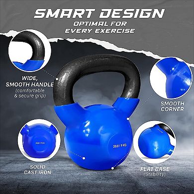 Vinyl Coated Cast Iron Kettlebell 20LB, Full Body Home Gym Workout Equipment