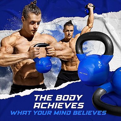 Vinyl Coated Cast Iron Kettlebell 20LB, Full Body Home Gym Workout Equipment