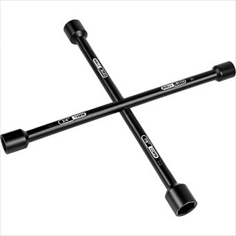 Black Heavy Duty Universal Lug Wrench 14 Inch, 4-Way Cross Tire Iron