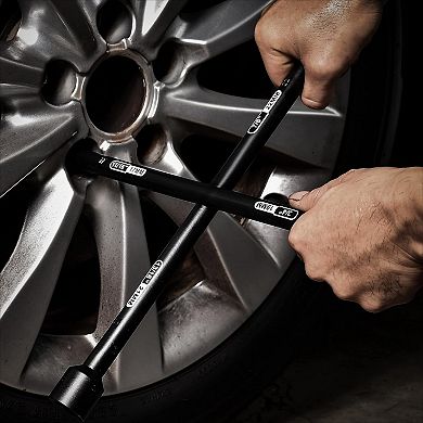 Black Heavy Duty Universal Lug Wrench 14 Inch, 4-Way Cross Tire Iron