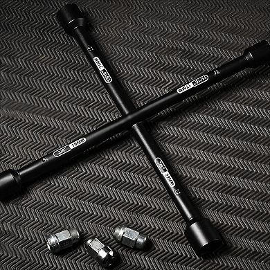 Black Heavy Duty Universal Lug Wrench 14 Inch, 4-Way Cross Tire Iron