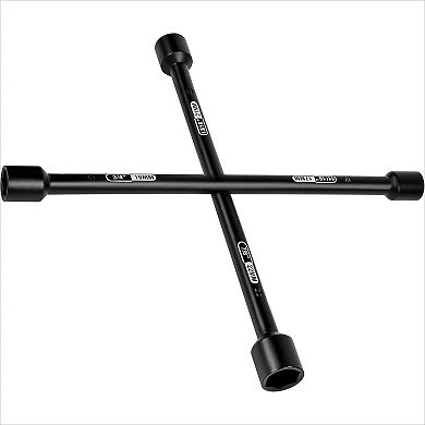Black Heavy Duty Universal Lug Wrench 14 Inch, 4-Way Cross Tire Iron