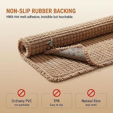 2 Piece Waffle Bath Mat Set Non Slip Ultra Absorbent Soft Washable for Bathroom Kitchen