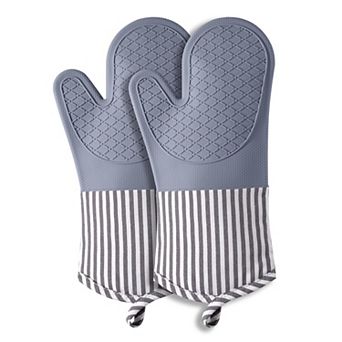 Silicone oven gloves, heat-resistant and waterproof, with non-slip cotton lining