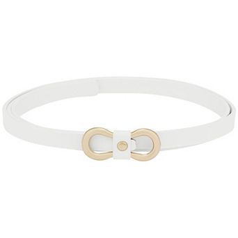 Women's Extra Thin Belts 8-Shaped Golden Buckle Holeless Waistband for Dresses Coats Jeans