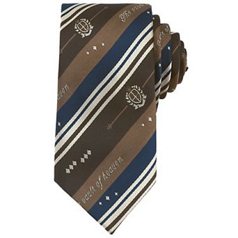 Men's Stripe Print Self-Tied Necktie Crown Flowers and Anchor for Graduation College