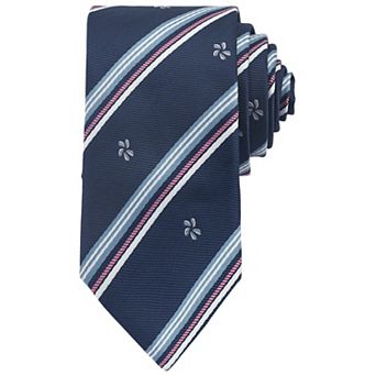 Men's Stripe Print Self-Tied Necktie Crown Flowers and Anchor for Graduation College