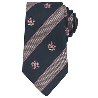 Men's Stripe Print Self-Tied Necktie Crown Flowers and Anchor for Graduation College