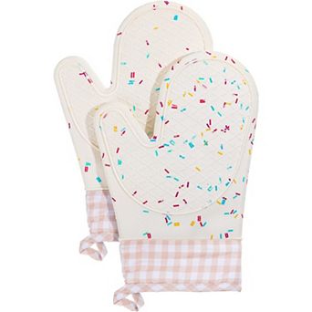 Silicone oven gloves, heat-resistant and non-slip, with cotton lining