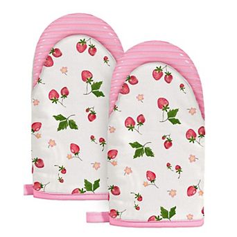 Retro Floral Mini Oven Gloves Cotton Silicone Non-Slip Heat Resistant