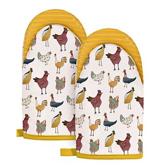 Retro Floral Mini Oven Gloves Cotton Silicone Non-Slip Heat Resistant