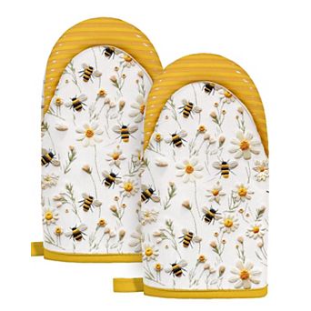 Retro Floral Mini Oven Gloves Cotton Silicone Non-Slip Heat Resistant