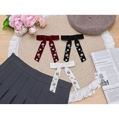 Women's Vintage Bow Tie Brooch Tie Rhinestone for Wedding Party