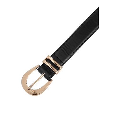 Women's Gold Buckle Pure Belts Causal Simple Waistband for Party