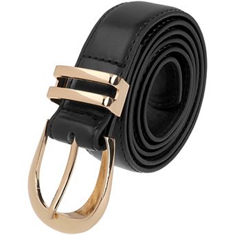 Women's Gold Buckle Pure Belts Causal Simple Waistband for Party