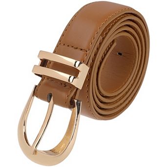 Women's Gold Buckle Pure Belts Causal Simple Waistband for Party