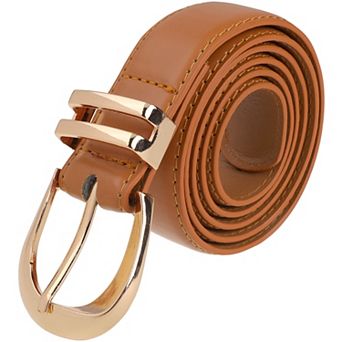 Women's Gold Buckle Pure Belts Causal Simple Waistband for Party