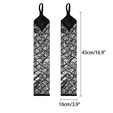 Women's Fingerless Gloves Fish Scale Printed Arm Warmers with Finger Loop