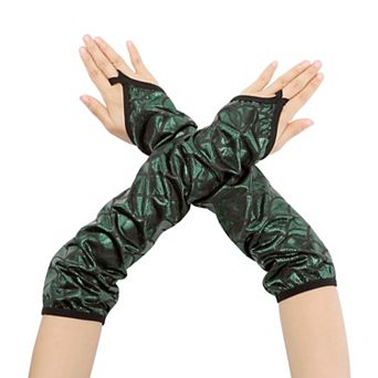 Women's Fingerless Gloves Fish Scale Printed Arm Warmers with Finger Loop