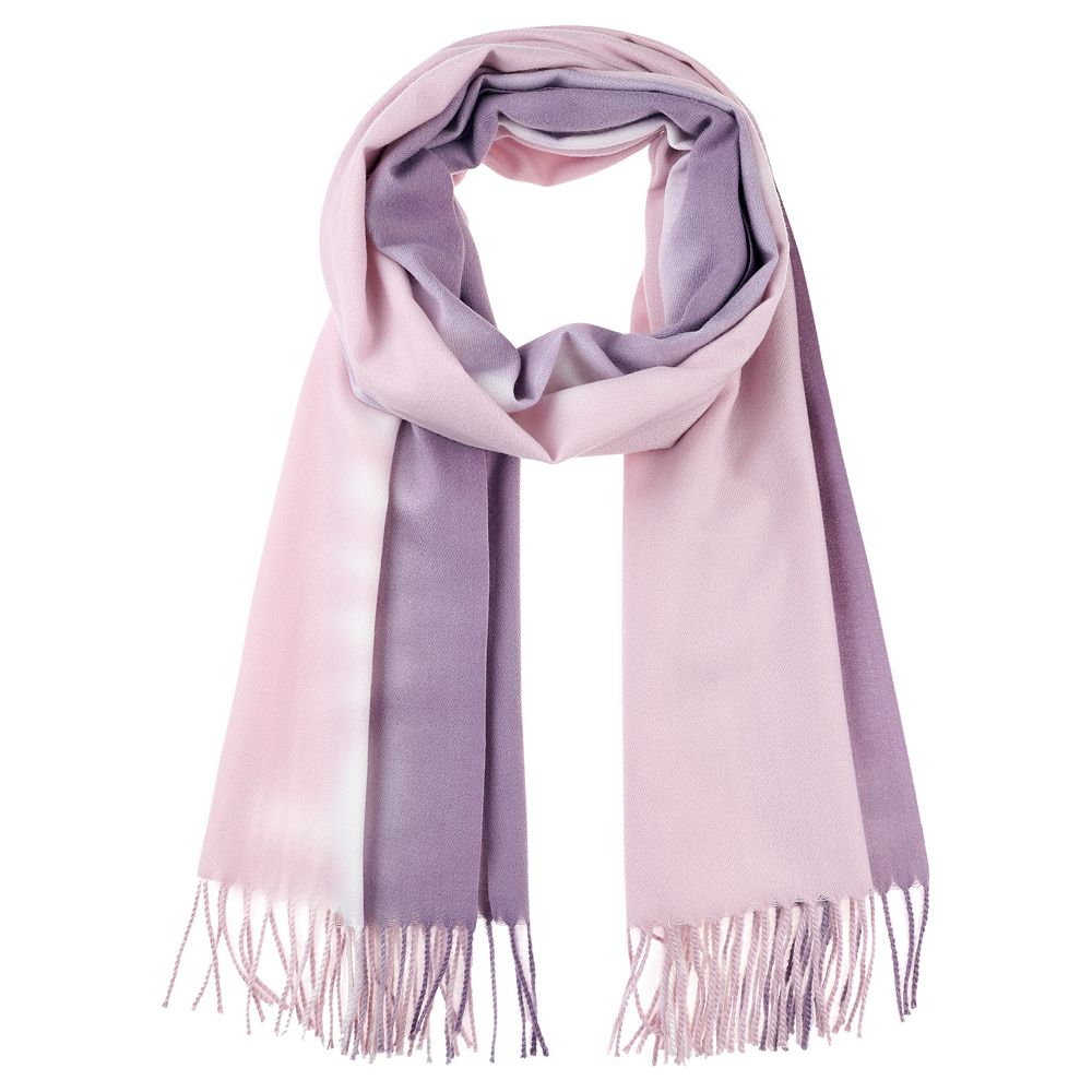 Women's Contrast Color Scarves Fringe Soft Winter Warm Scarf Wraps Shawl