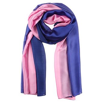 Women's Gradient Color Satin Scarves Soft Neckerchief Scarf Wraps Shawl