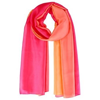 Women's Gradient Color Satin Scarves Soft Neckerchief Scarf Wraps Shawl