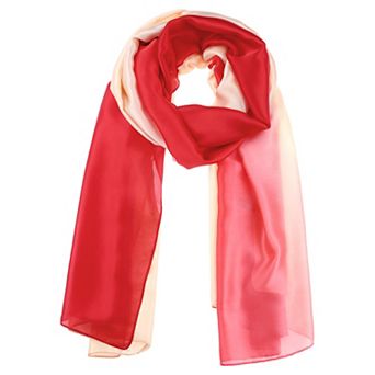 Women's Gradient Color Satin Scarves Soft Neckerchief Scarf Wraps Shawl