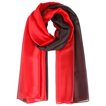 Women's Gradient Color Satin Scarves Soft Neckerchief Scarf Wraps Shawl