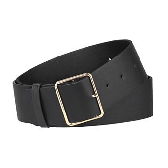 Women's PU Leather Belts Metal Pin Buckle 2 in Wide Belt for Dress Pants