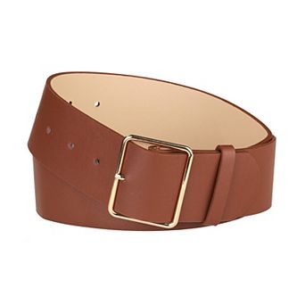 Women's PU Leather Belts Metal Pin Buckle 2 in Wide Belt for Dress Pants