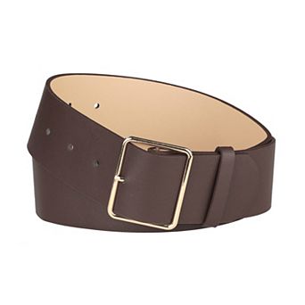 Women's PU Leather Belts Metal Pin Buckle 2 in Wide Belt for Dress Pants