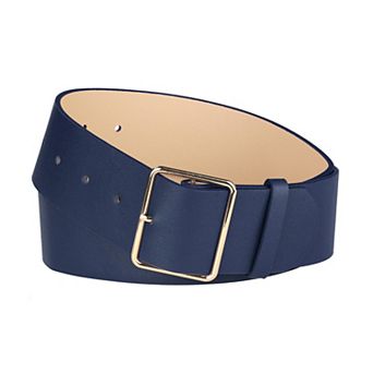 Women's PU Leather Belts Metal Pin Buckle 2 in Wide Belt for Dress Pants